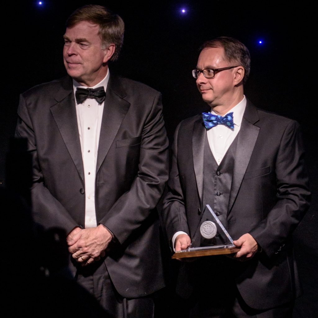 Mayor Battle and Tom Koshut at the awards ceremony