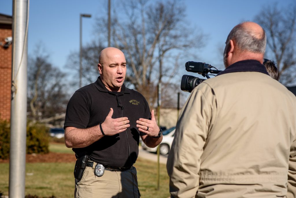 HPD Officer Karl Kissich films a short video promoting his "Be The Match" challenge to fellow first responders