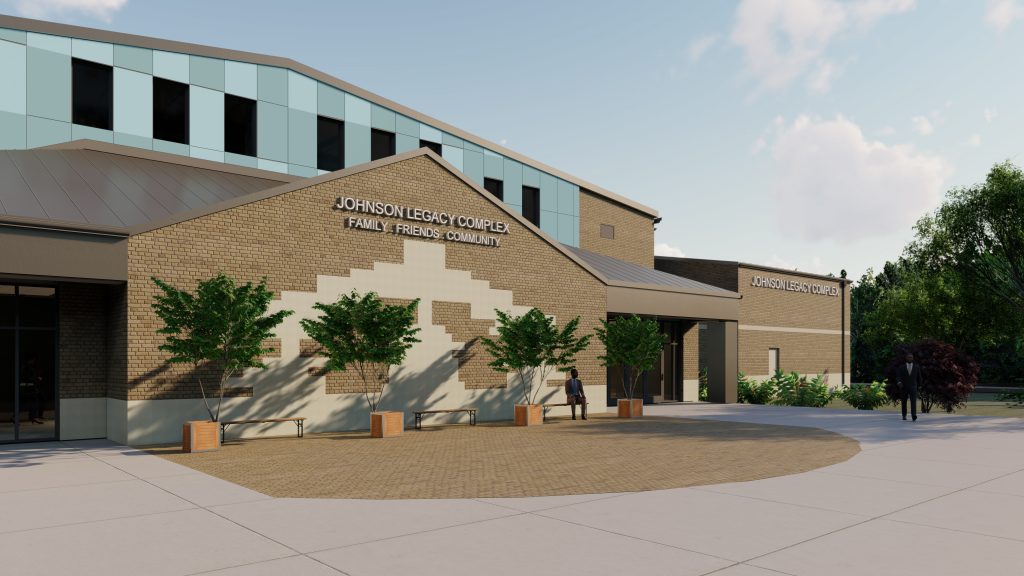 Artists rendering of the exterior of the Johnson Legacy Center