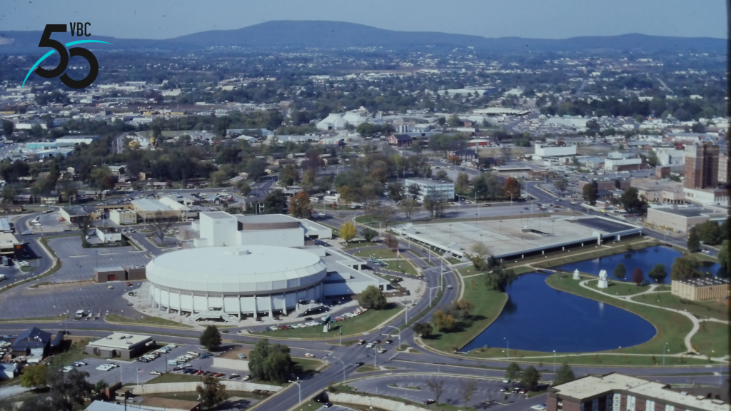 aerial view of von braun center in huntsville from 1978
