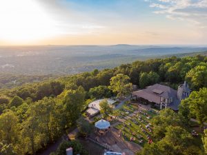 Aerial shot of Burritt on the Mountain overlook on Monte Sano Mountain