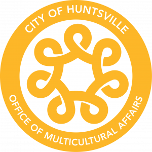 Orange circle seal with the words City of Huntsville Office of Multicultural Affairs